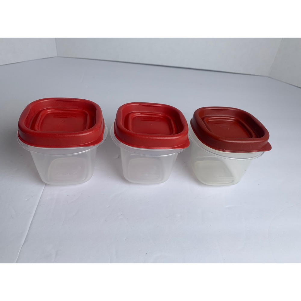 Rubbermaid TakeAlongs 4oz Small Snack‎ Food Storage Containers Red Lids Set of 3
